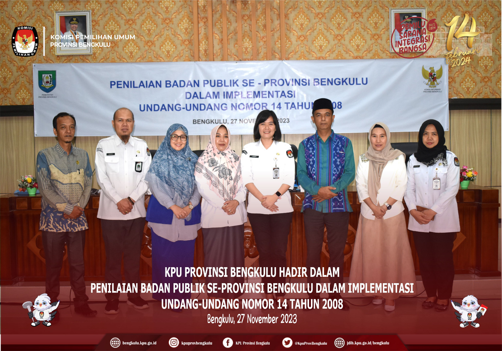 KPU Provinsi Bengkulu hadir dalam Penilaian Badan Publik Se-Provinsi Bengkulu Senin 27 November 2023